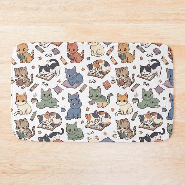 Item preview, Bookish Cat Reading Library Glasses Cute All Over Print Pattern    designed and sold by mood-draftsman.