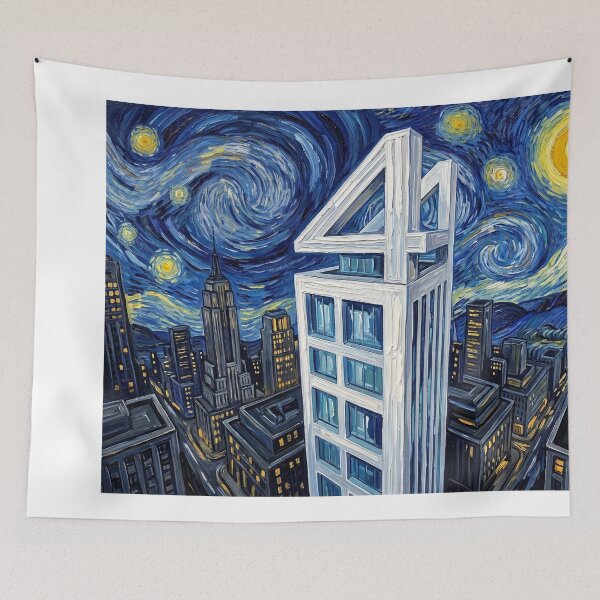 Item preview, Four Freedoms Plaza Starry Night Comic Book Landscape designed and sold by Bad-Decisions-Designs.