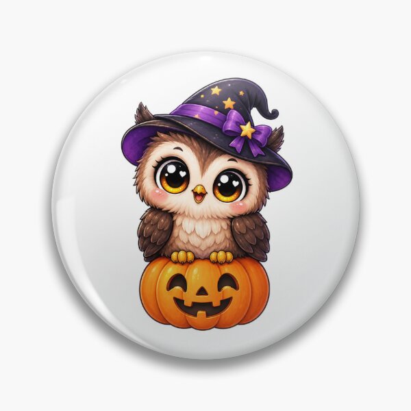 Item preview, Cute Kawaii Owl Halloween – Chibi Witch Owl Sitting on Jack O Lantern designed and sold by Pixanova.