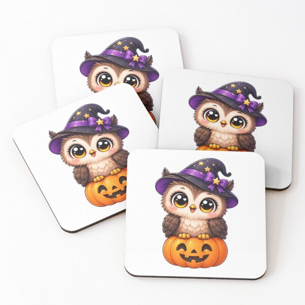 Item preview, Cute Kawaii Owl Halloween – Chibi Witch Owl Sitting on Jack O Lantern designed and sold by Pixanova.