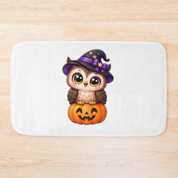 Item preview, Cute Kawaii Owl Halloween – Chibi Witch Owl Sitting on Jack O Lantern designed and sold by Pixanova.