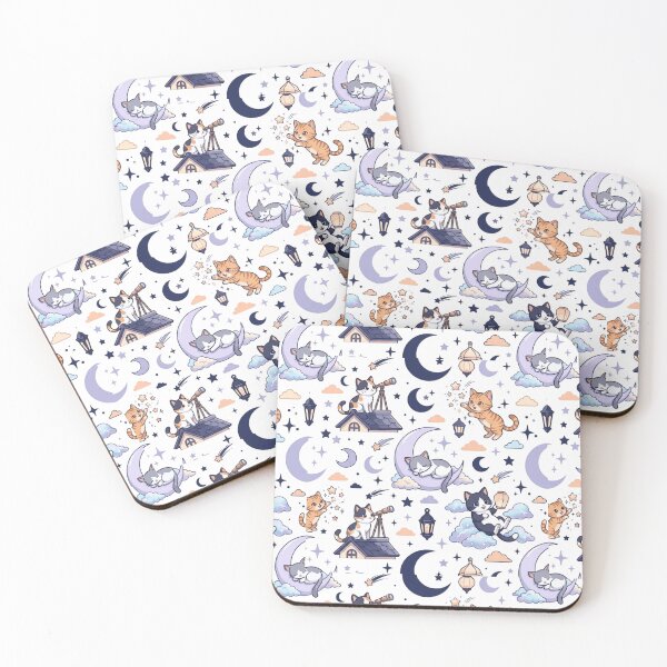 Item preview, Celestial Cat Moon Stars Astronomy Cute All Over Print Pattern    designed and sold by mood-draftsman.