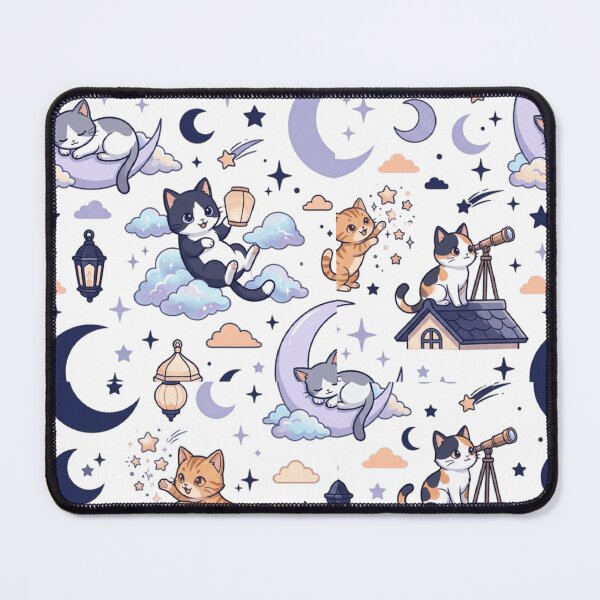 Item preview, Celestial Cat Moon Stars Astronomy Cute All Over Print Pattern    designed and sold by mood-draftsman.