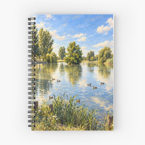 Item preview, Vintage Impressionist Lake Oil Painting with Ducks designed and sold by Jozefin's Studio.
