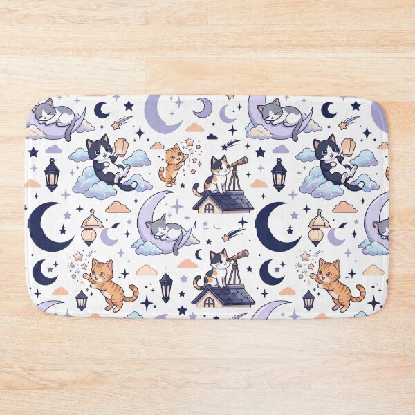 Item preview, Celestial Cat Moon Stars Astronomy Cute All Over Print Pattern    designed and sold by mood-draftsman.