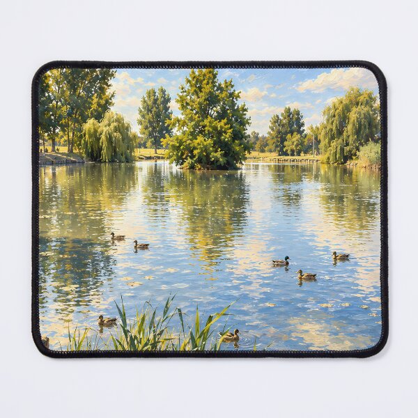 Item preview, Vintage Impressionist Lake Oil Painting with Ducks designed and sold by Jozefin's Studio.