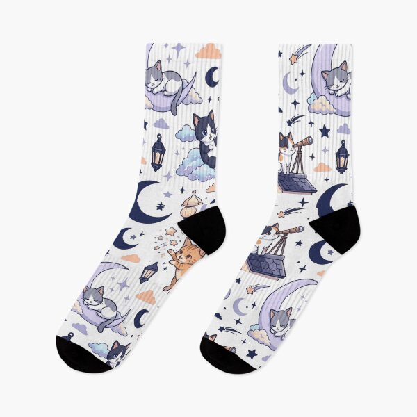 Item preview, Celestial Cat Moon Stars Astronomy Cute All Over Print Pattern    designed and sold by mood-draftsman.