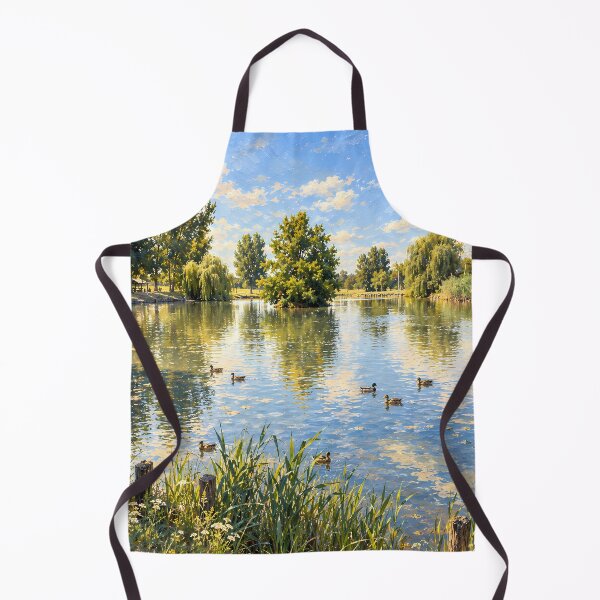 Item preview, Vintage Impressionist Lake Oil Painting with Ducks designed and sold by Jozefin's Studio.