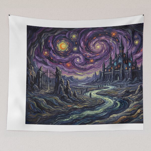 Item preview, Hades Underworld Starry Night Fantasy Landscape designed and sold by Bad-Decisions-Designs.