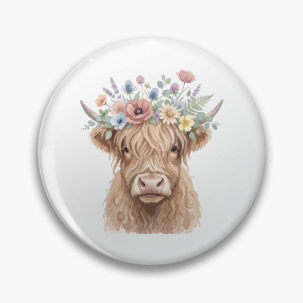 Item preview, Boho Floral Crown Highland Cow Watercolor Cute designed and sold by Arc2020.