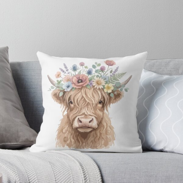 Item preview, Boho Floral Crown Highland Cow Watercolor Cute designed and sold by Arc2020.