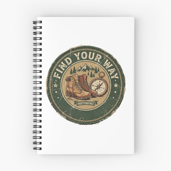 Item preview, Find Your Way Retro Hiking Boots Compass Badge designed and sold by Sanan Israyilli.