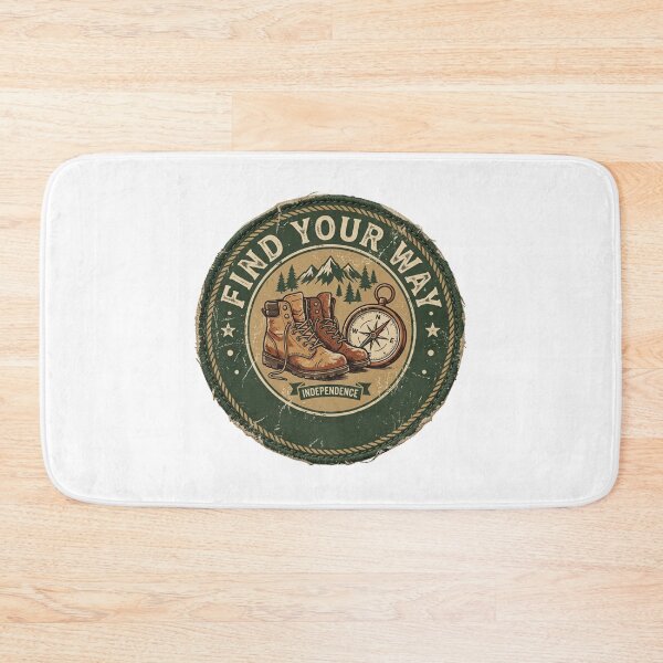 Item preview, Find Your Way Retro Hiking Boots Compass Badge designed and sold by Sanan Israyilli.