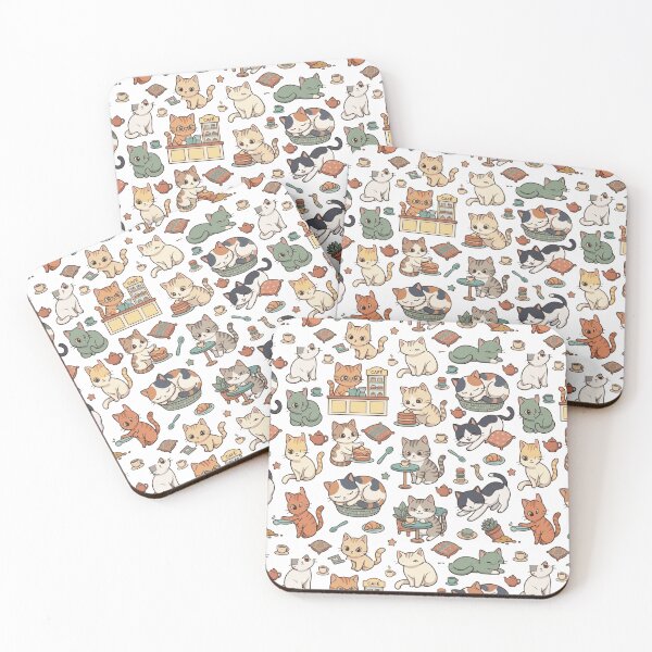 Item preview, Cat Cafe Coffee Pastry Bakery Cute All Over Print Pattern    designed and sold by mood-draftsman.