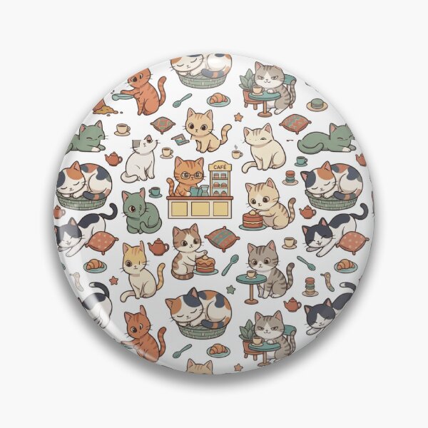 Item preview, Cat Cafe Coffee Pastry Bakery Cute All Over Print Pattern    designed and sold by mood-draftsman.