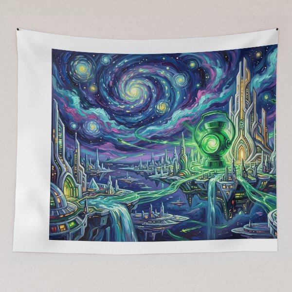 Item preview, Oa Starry Night Comic Book Landscape designed and sold by Bad-Decisions-Designs.