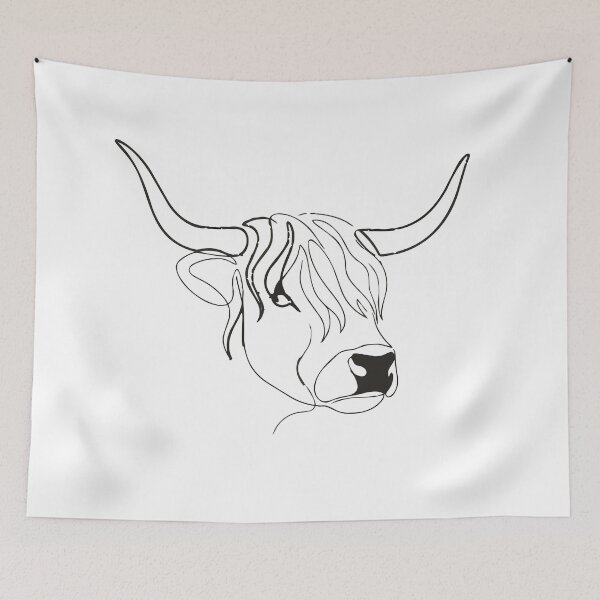 Item preview, Minimalist Line Art Highland Cow Aesthetic Simple designed and sold by Arc2020.