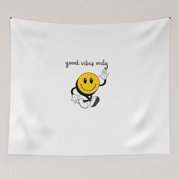 Item preview, good vibes only vintage retro groovy smiley face typography designed and sold by stileepensieri.