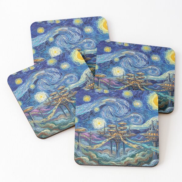 Item preview, Orbit City Starry Night Retro Future Landscape designed and sold by Bad-Decisions-Designs.