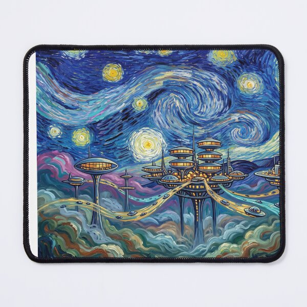Item preview, Orbit City Starry Night Retro Future Landscape designed and sold by Bad-Decisions-Designs.
