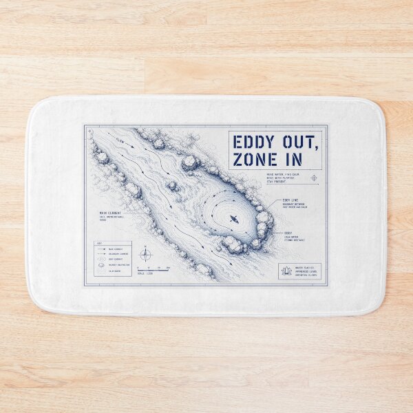 Item preview, Eddy Out Zone In Technical Kayak River Diagram Art Print Sticker Whitewater Gift designed and sold by sharifex.