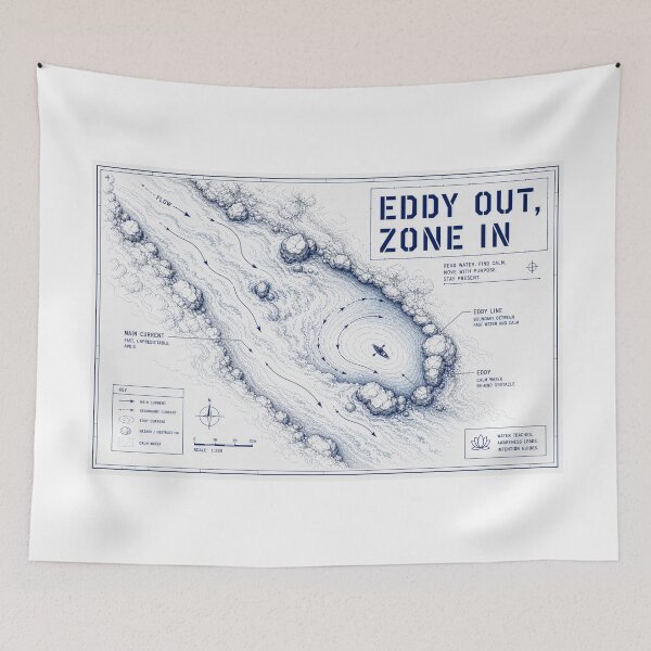 Item preview, Eddy Out Zone In Technical Kayak River Diagram Art Print Sticker Whitewater Gift designed and sold by sharifex.