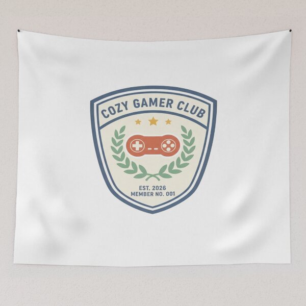 Artikelvorschau, Cozy Gamer Club - Retro Varsity Abzeichen entworfen und verkauft von Art&Fun.