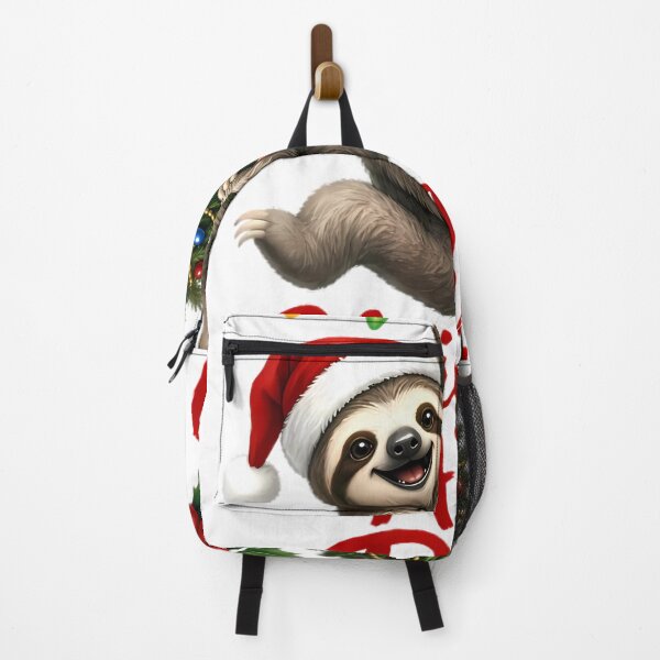 Item preview, Sloth in Santa Hat Hanging with Christmas Tree designed and sold by Linework Studio.