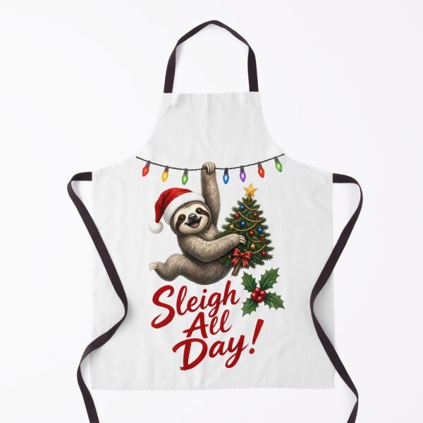 Item preview, Sloth in Santa Hat Hanging with Christmas Tree designed and sold by Linework Studio.