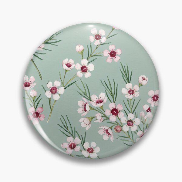 Item preview, Ditsy Pink Waxflower & Buds Pattern on Sage Green designed and sold by Studio BC.