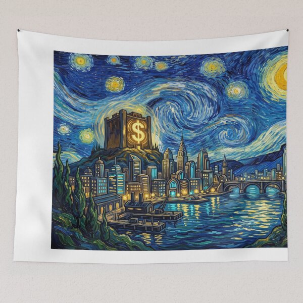Item preview, Duckburg Money Bin Starry Night Comic Book Landscape designed and sold by Bad-Decisions-Designs.