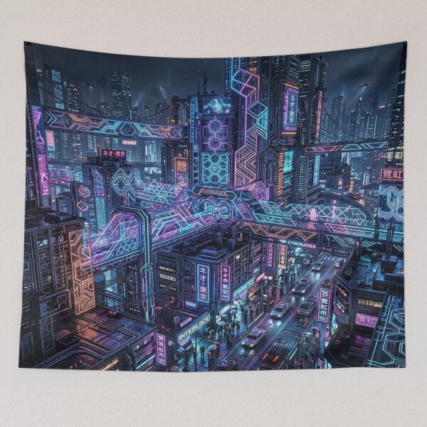 Item preview, Neon city with intersecting bridges designed and sold by Solomon-Ent-144.