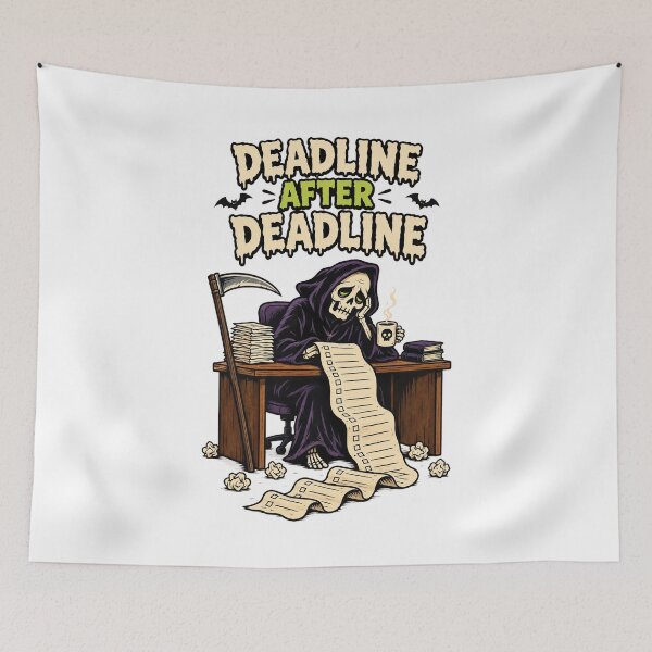 Item preview, Deadline After Deadline Funny Grim Reaper Office Humor Design. designed and sold by The-T-In-Retro.