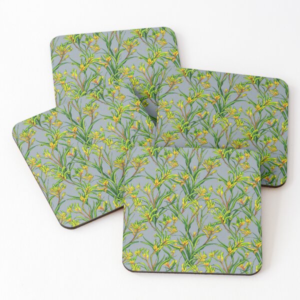 Item preview, Australian Kangaroo Paw Wildflower Pattern on Slate Grey designed and sold by Studio BC.