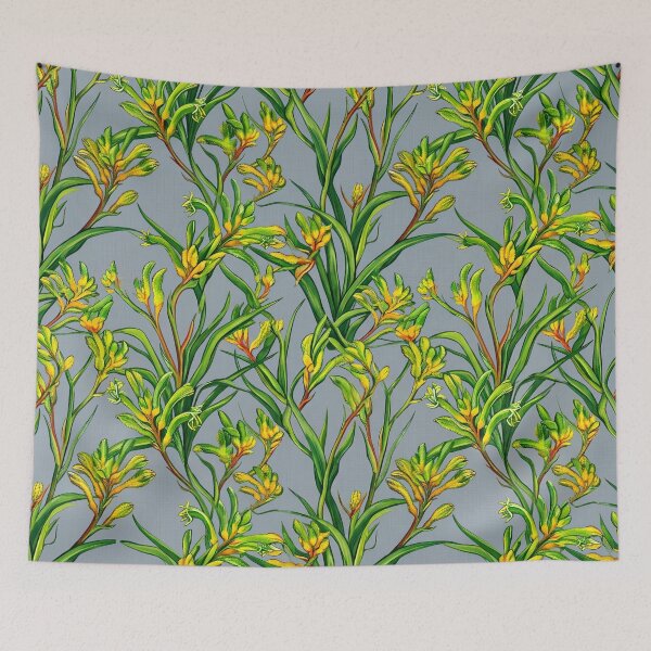 Item preview, Australian Kangaroo Paw Wildflower Pattern on Slate Grey designed and sold by Studio BC.