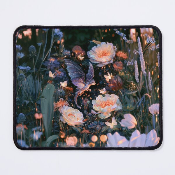 Item preview, A tiny Fae Dragon fluttering through a magical flower garden filled with glowing butterflies, Fantasy & Mythological Creatures designed and sold by CDC40.