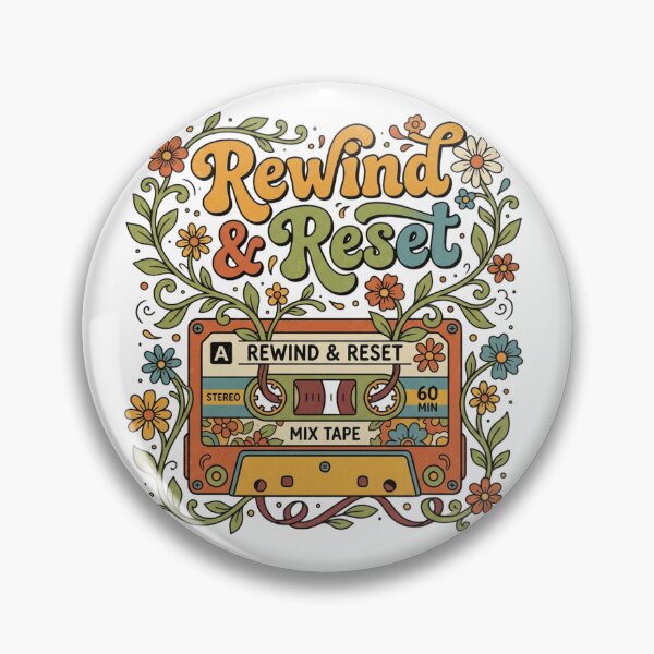 Item preview, Rewind and Reset Groovy Retro Cassette Tape Art designed and sold by Sanan Israyilli.