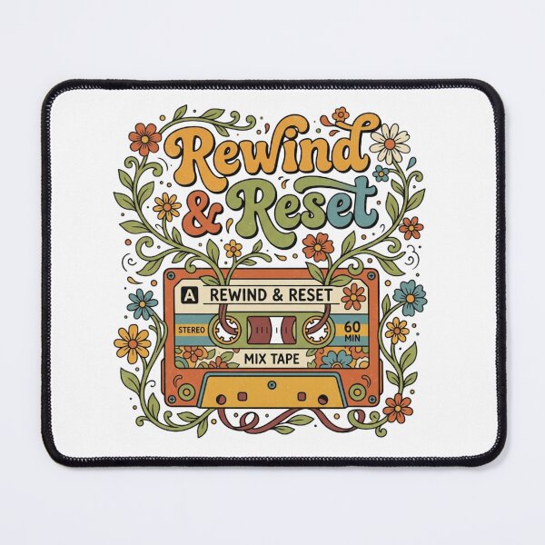 Item preview, Rewind and Reset Groovy Retro Cassette Tape Art designed and sold by Sanan Israyilli.