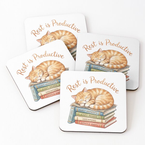 Item preview, Rest Is Productive Cozy Sleeping Cat Books Art designed and sold by Sanan Israyilli.
