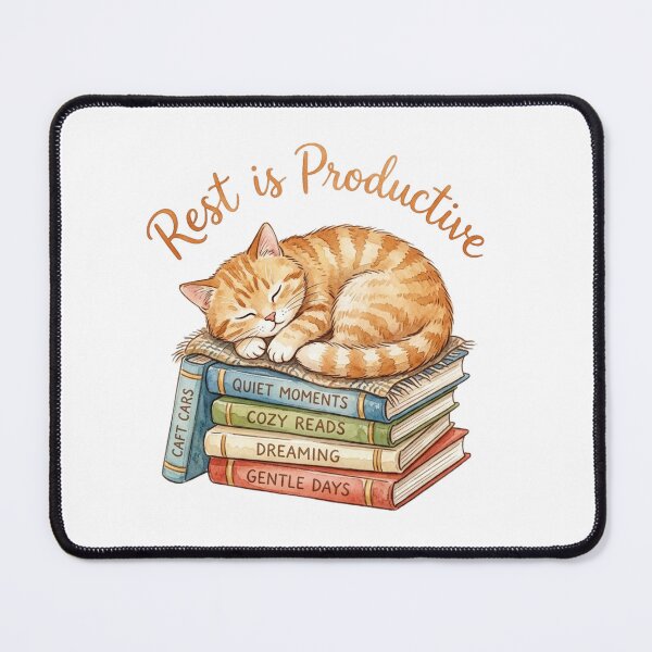 Item preview, Rest Is Productive Cozy Sleeping Cat Books Art designed and sold by Sanan Israyilli.