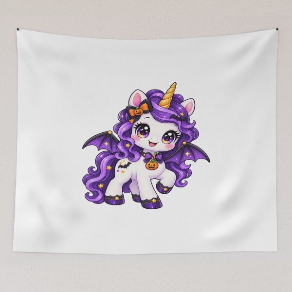 Item preview, Cute Kawaii Halloween Unicorn – Magical Chibi Unicorn with Bat Wings designed and sold by Pixanova.