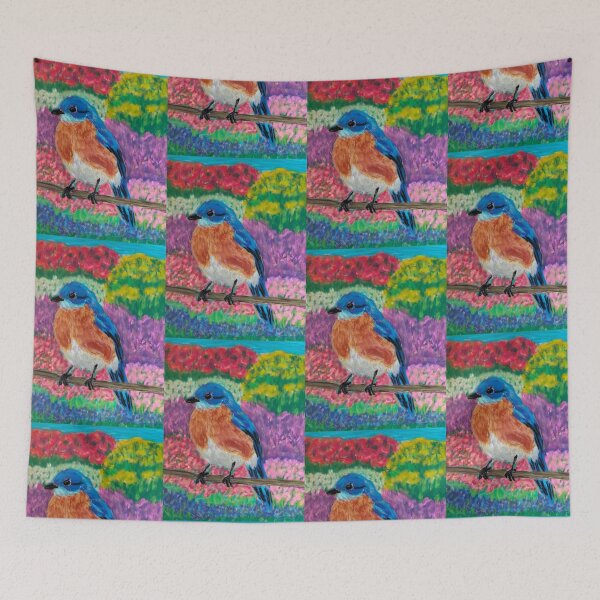 Item preview, Eastern Bluebird in Vibrant Garden designed and sold by aanchal17s.