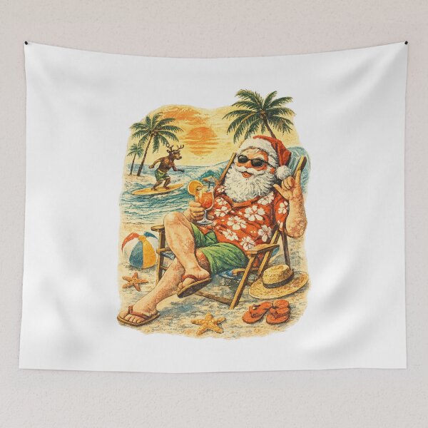 Item preview, Funny Vintage Santa Claus Beach Vacation Retro 1960s Christmas Gift designed and sold by Artycom.
