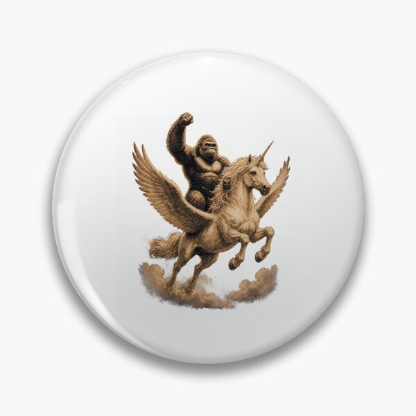 Item preview, Gorilla Riding Flying Winged Unicorn Funny Epic Fantasy Animal Meme Art designed and sold by JapanAnimeS3.