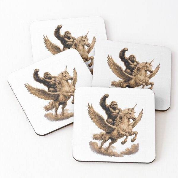 Item preview, Gorilla Riding Flying Winged Unicorn Funny Epic Fantasy Animal Meme Art designed and sold by JapanAnimeS3.