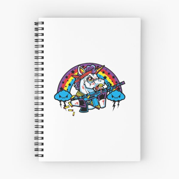 Item preview, Angry Cartoon Unicorn Carrying Rifle Rainbow Art designed and sold by TrautePfeiffer.