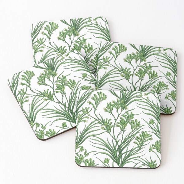 Item preview, Graphic Green Kangaroo Paw Foliage Pattern on White designed and sold by Studio BC.