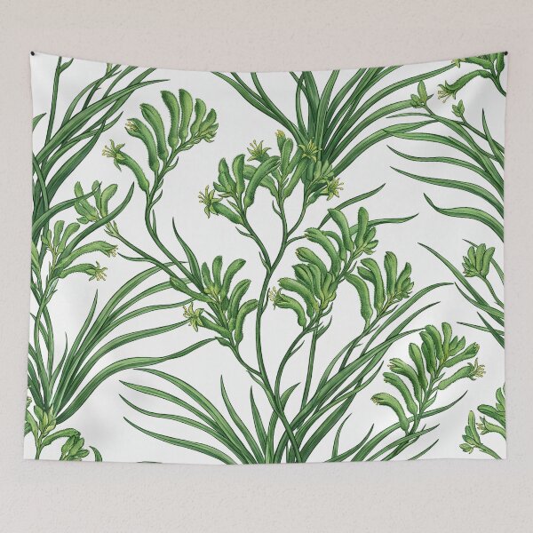 Item preview, Graphic Green Kangaroo Paw Foliage Pattern on White designed and sold by Studio BC.