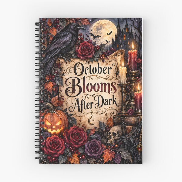 Item preview, October Blooms After Dark – Gothic Raven Halloween Watercolor designed and sold by blankTeeShirt.