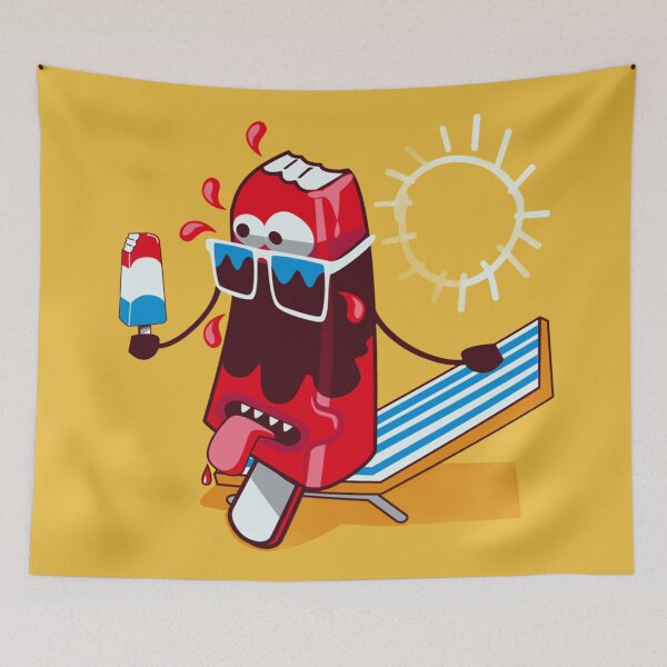 Item preview, Melting Cartoon Popsicle Character Relaxing on a Beach Chair designed and sold by Johnnies.